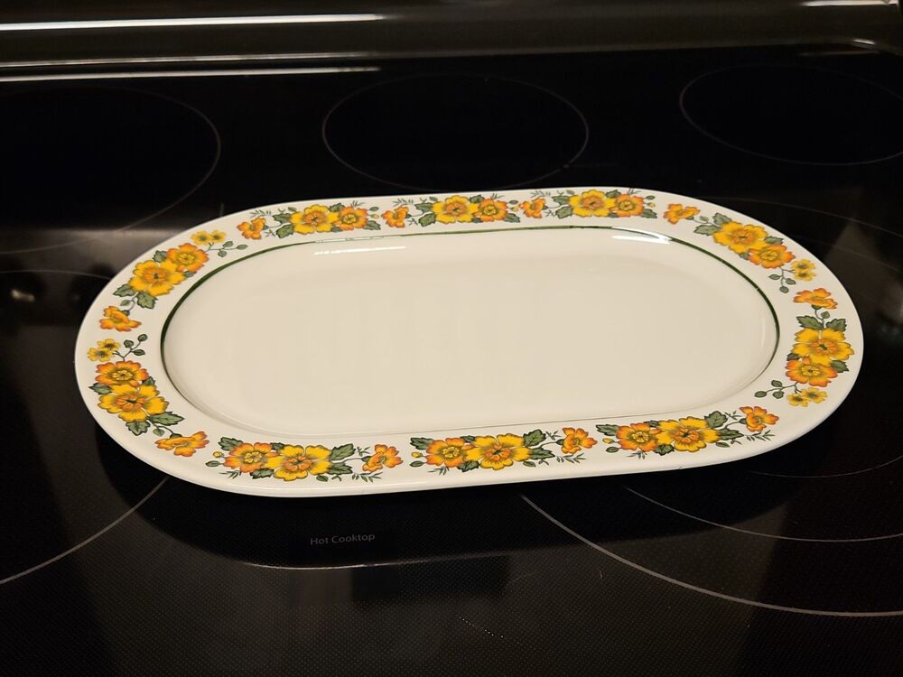 Vintage Villeroy & Boch Cottage Platter  13” x 8” Yellow And Orange Flowers EUC
